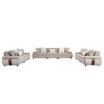 Valira 10-Seater Fabric Sofa Set - Beige - With 2-Year Warranty