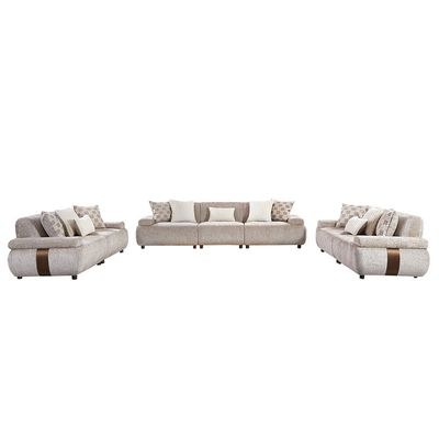 Valira 10-Seater Fabric Sofa Set - Beige - With 2-Year Warranty - Image 2