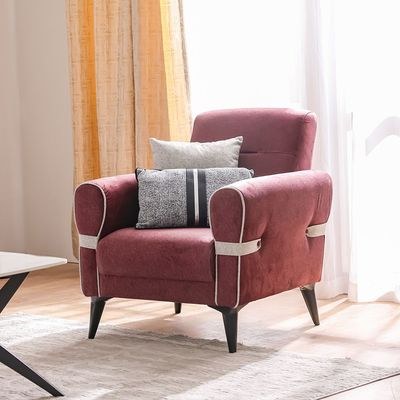 Dalin 1 Seater Fabric Sofa - Burgundy - Image 4
