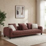 Twill Fabric 3-Seater Sofa - Red - With 2-Year Warranty