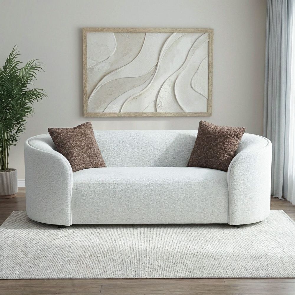 Chielo 2-Seater Fabric Sofa - Grey/Dark Brown - With 2-Year Warranty - Image 2