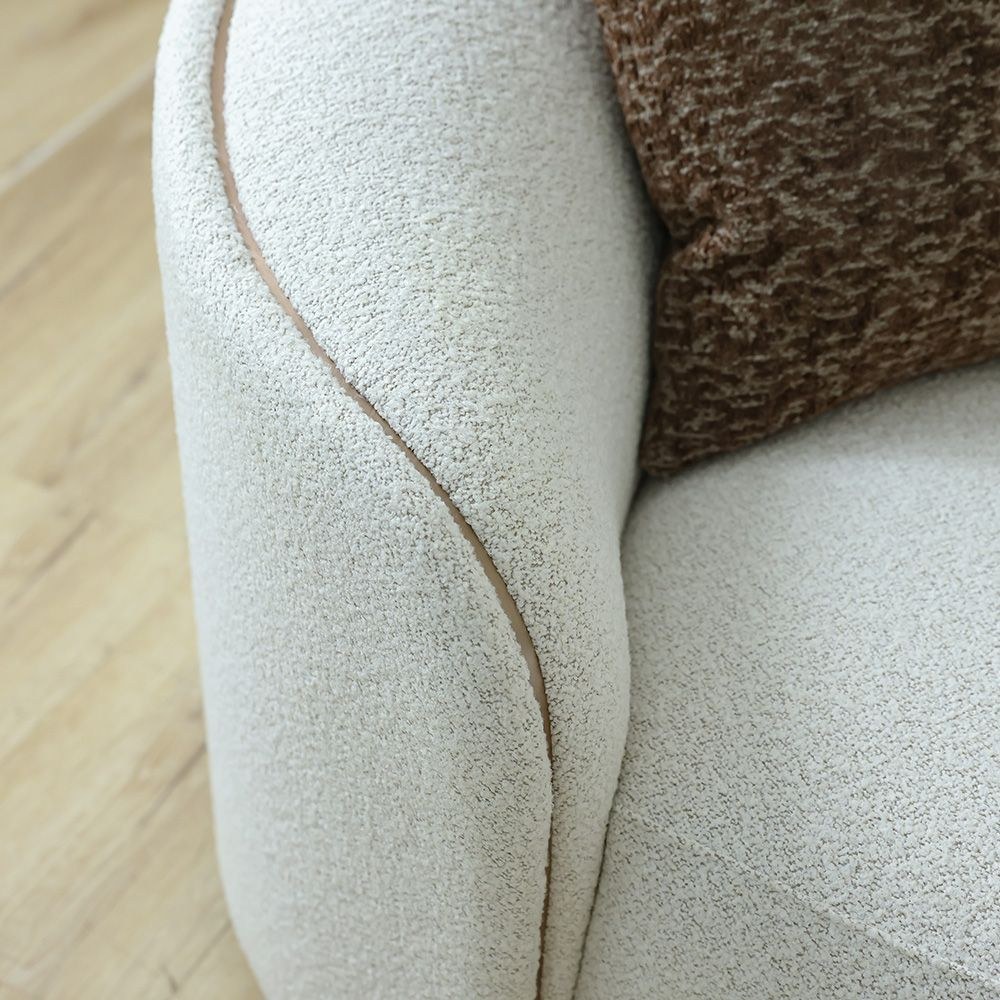 Chielo 2-Seater Fabric Sofa - Grey/Dark Brown - With 2-Year Warranty - Image 5