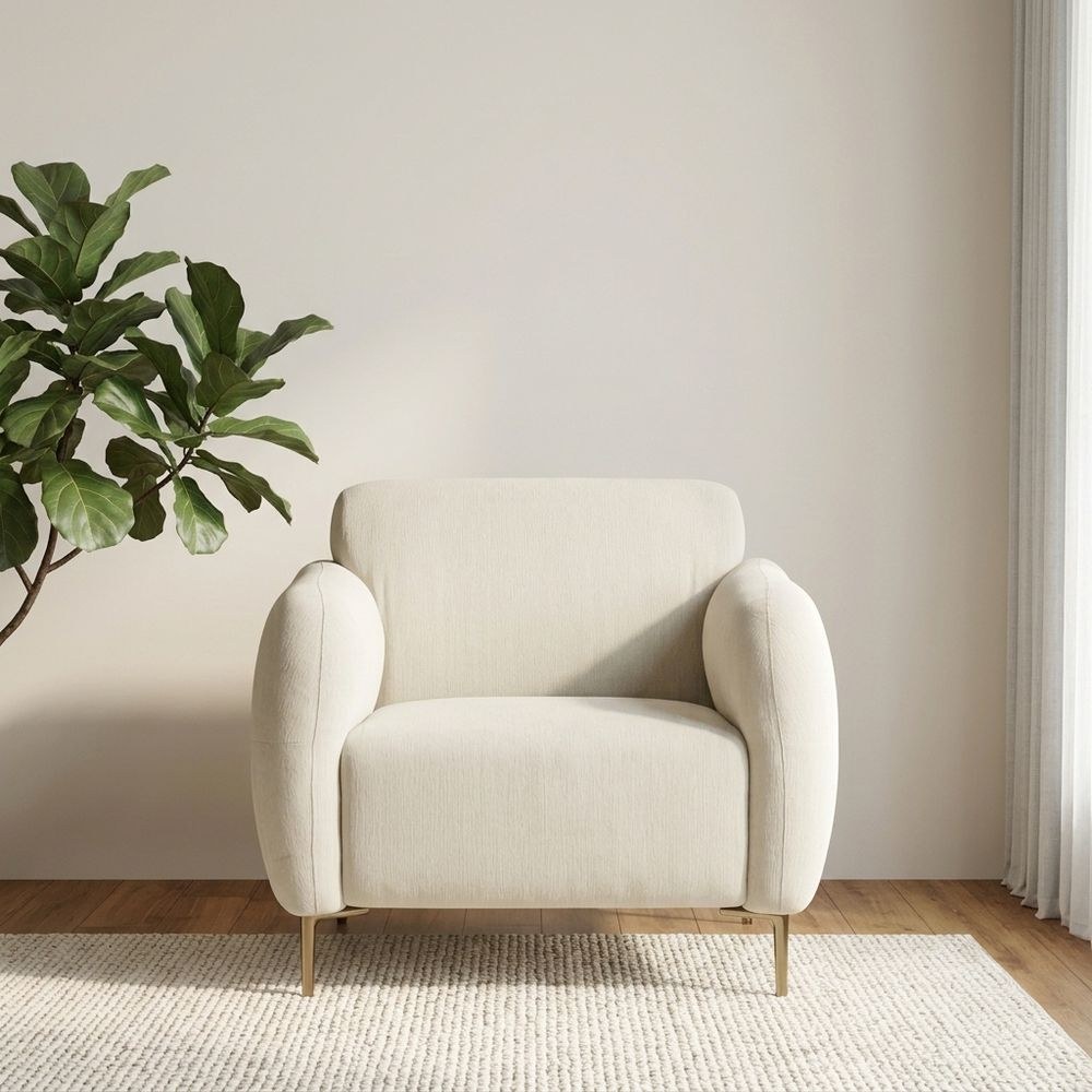 Waver 1-Seater Fabric Sofa - Taupe Beige - With 2-Year Warranty - Image 2