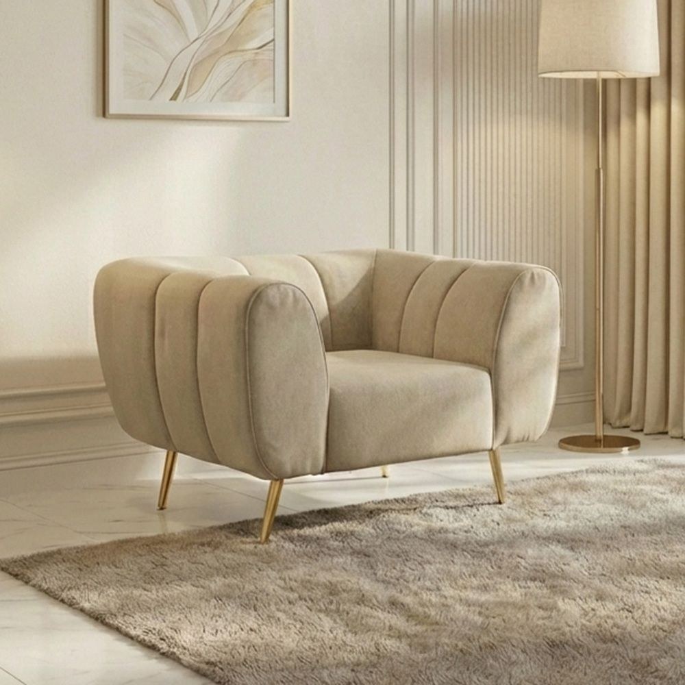 Milner 1-Seater Fabric Sofa - Muted Beige - With 2-Year Warranty