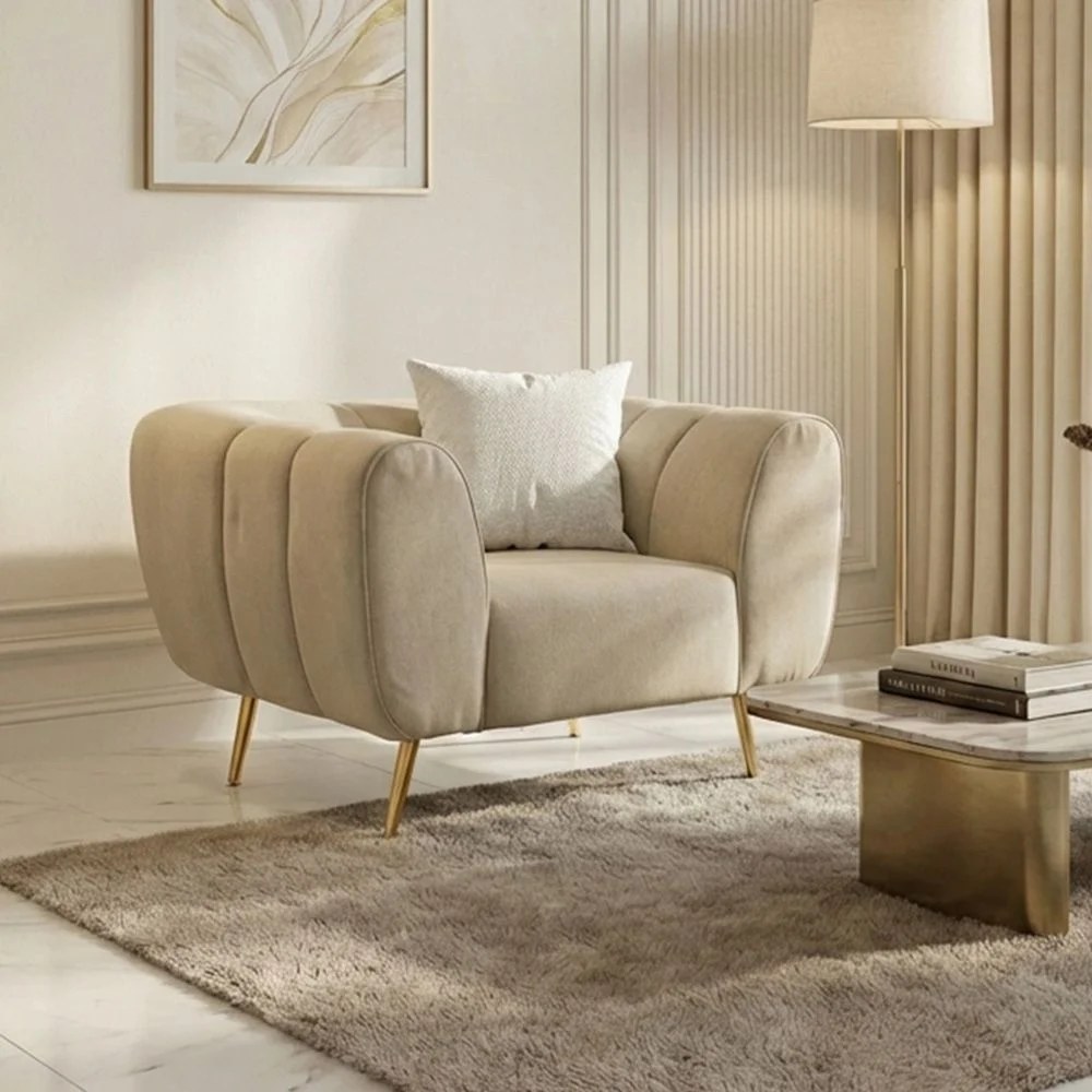 Milner 1-Seater Fabric Sofa - Muted Beige - With 2-Year Warranty - Image 4