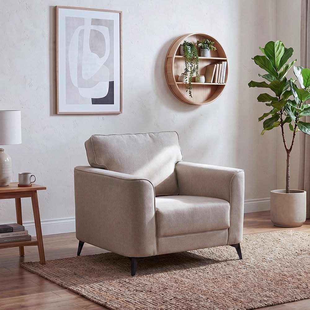 Field 1 Seater Fabric Sofa - Beige - Image 2
