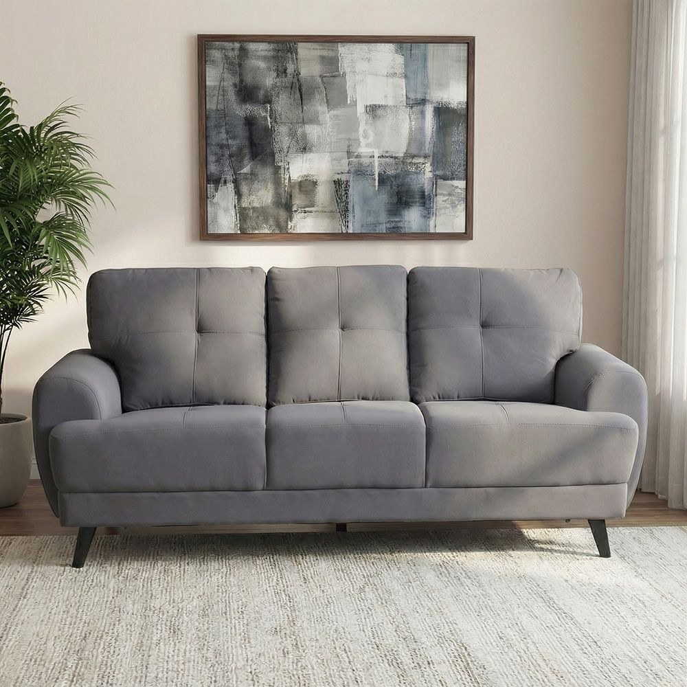 Lina 3 Seater Fabric Sofa - Grey - Image 2
