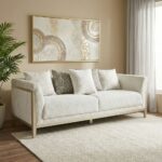 Azalea 3 Seater Fabric Sofa-Beige/Champagne Gold