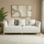 Azalea 3 Seater Fabric Sofa-Beige/Champagne Gold