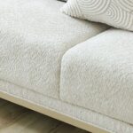 Azalea 3 Seater Fabric Sofa-Beige/Champagne Gold
