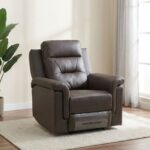 Nato 3+2+1 Seater Half Leather Recliner Set-Brown