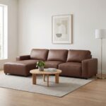 Tokishi 3-Seater Full Leather Corner Sofa - Tan - With 2-Year Warranty