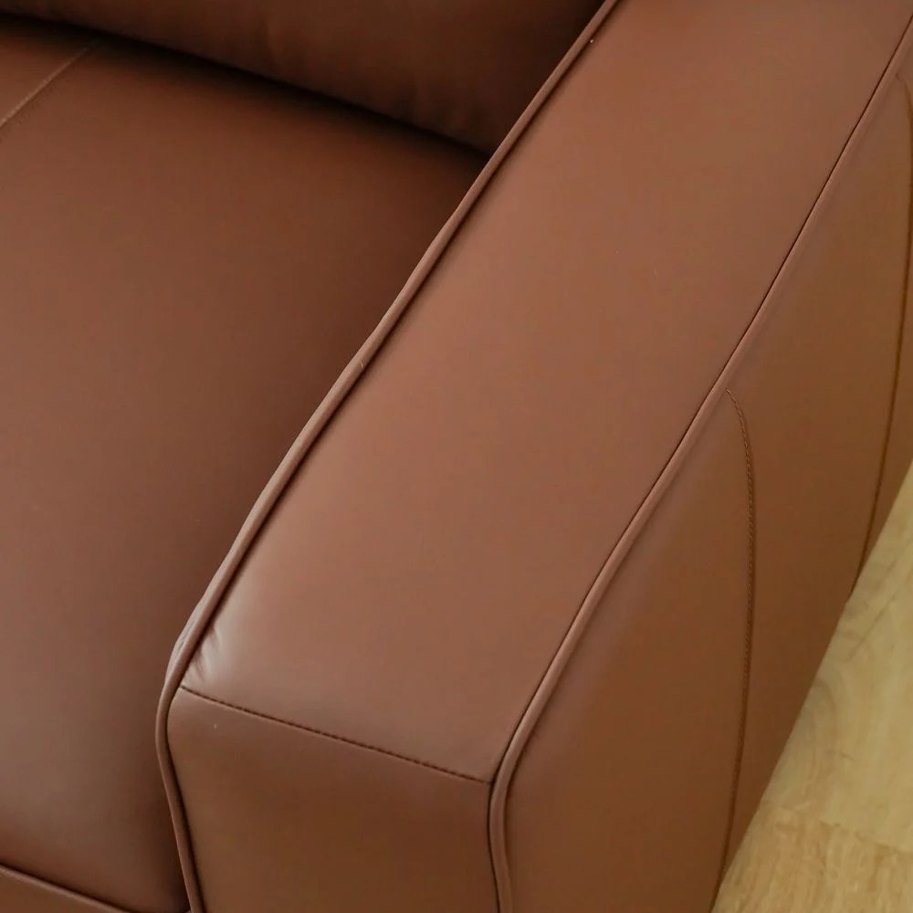 Tokishi 3-Seater Full Leather Corner Sofa - Tan - With 2-Year Warranty - Image 2