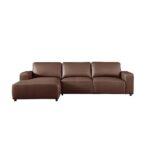 Tokishi 3-Seater Full Leather Corner Sofa - Tan - With 2-Year Warranty