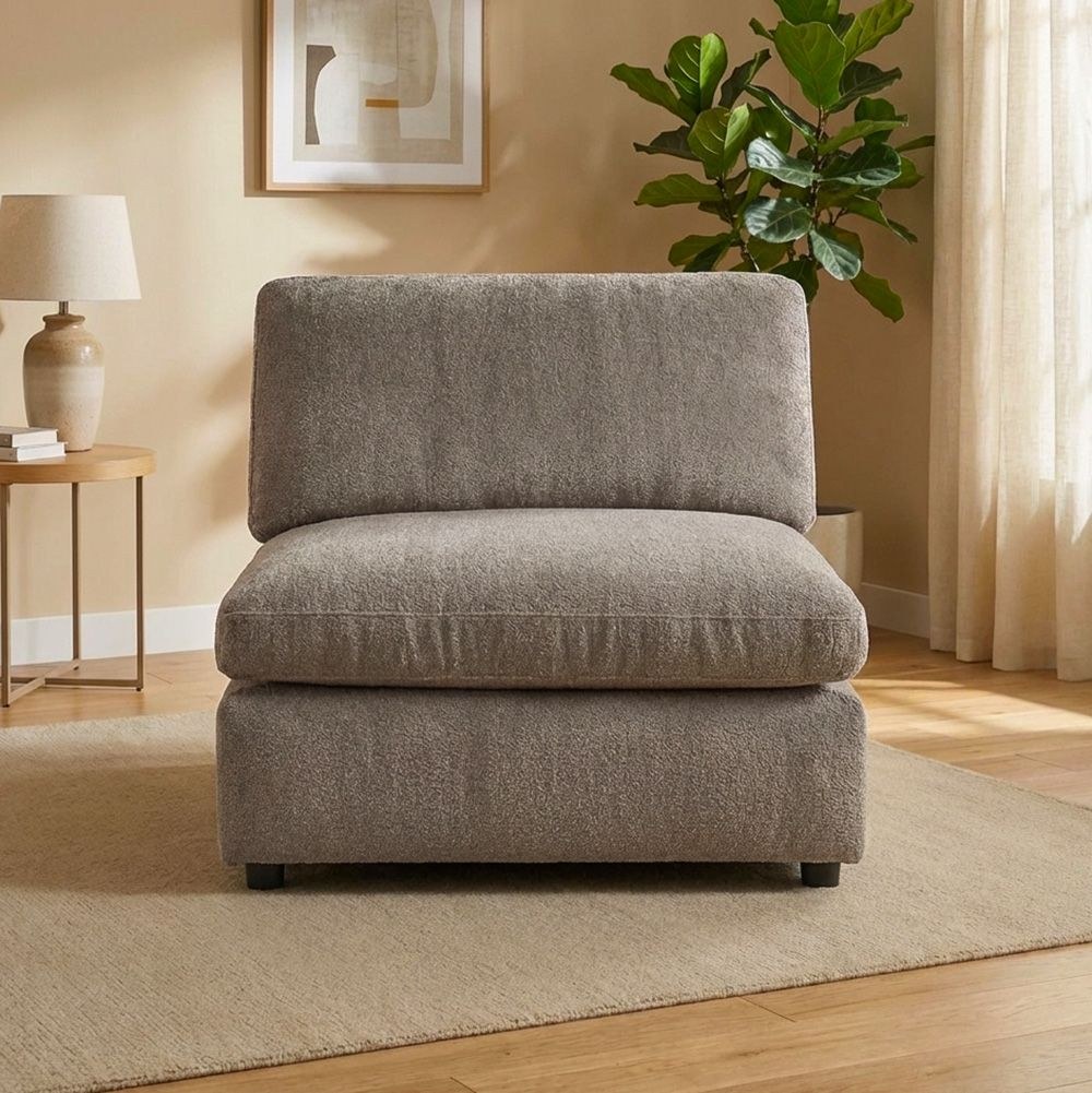 Neithan 1 Seater Armless Fabric Sofa-Taupe - Image 4