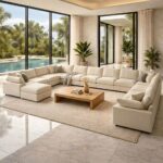 Neithan 12 Seater Fabric Modular Sofa Set + Ottoman- Beige