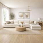 Neithan 5 Seater Fabric Modular Sofa Set + Ottoman- Beige