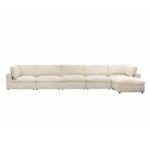 Neithan 5 Seater Fabric Modular Sofa Set + Ottoman- Beige