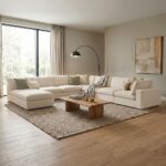 Neithan 7 Seater Fabric Modular Sofa Set + Ottoman- Beige