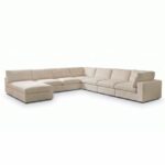 Neithan 7 Seater Fabric Modular Sofa Set + Ottoman- Beige