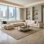 Neithan 8 Seater Fabric Modular Sofa Set + Ottoman- Beige