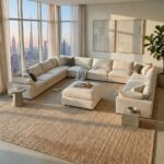 Neithan 10 Seater Fabric Modular Sofa Set + Ottoman- Beige