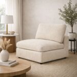 Neithan 8 Seater Fabric Modular Sofa Set + Ottoman- Beige