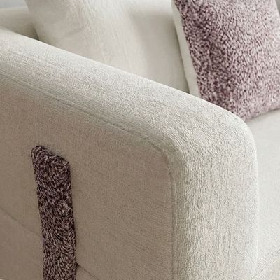 Hadley 6-Seater Sectional Corner Fabric Sofa - Beige/Cherry - With 2-Year Warranty - Image 3