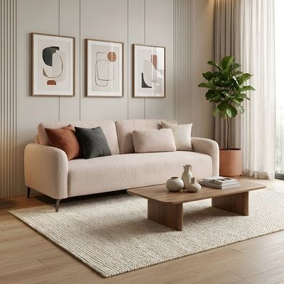 Younes 3-Seater Fabric Sofa - Pink - With 2-Year Warranty - Image 5