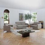 Theodora 3+2+1 Fabric Sofa Set With USB Port - Dark Grey