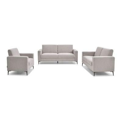 Theodora 3+2+1 Fabric Sofa Set W/ USB Port- Light Grey - With 2-Year Warranty - Image 2