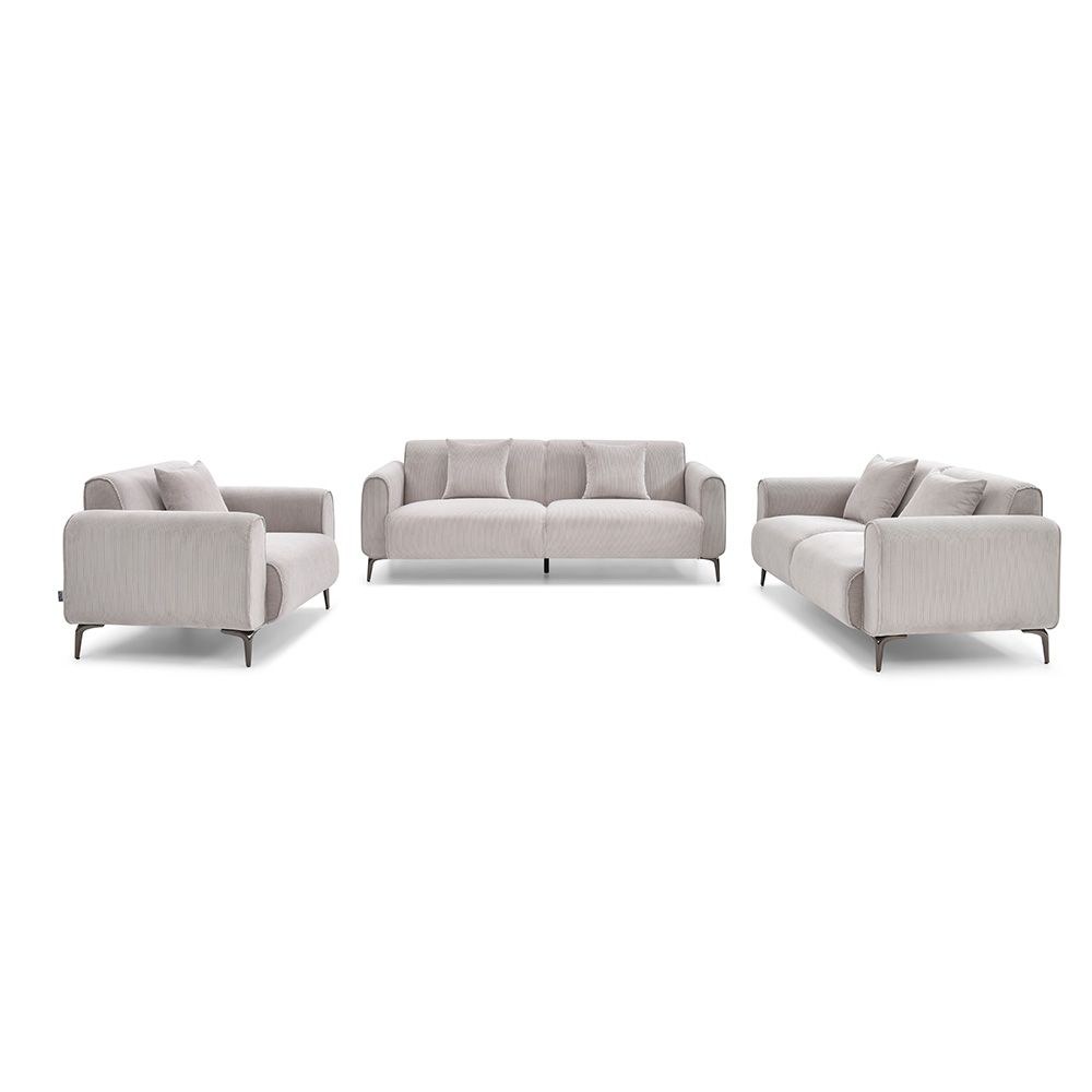 Tanner 6-Seater Fabric Sofa Set - Beige - With 2-Year Warranty - Image 2