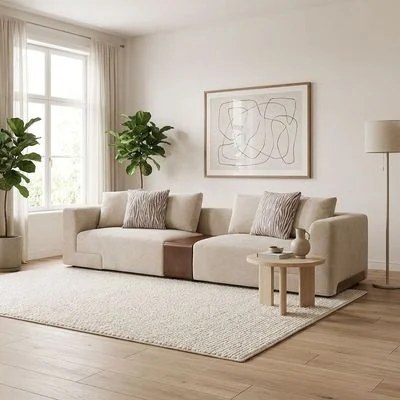 Vance 4-Seater Fabric Sofa - Beige - With 2-Year Warranty