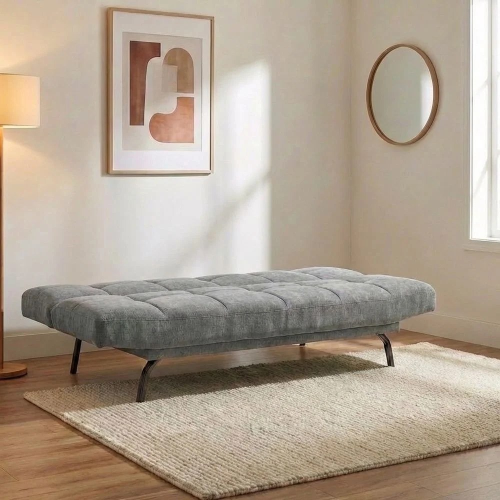 Nuvon 3 Seater Fabric Sofabed -Light Grey - Image 5