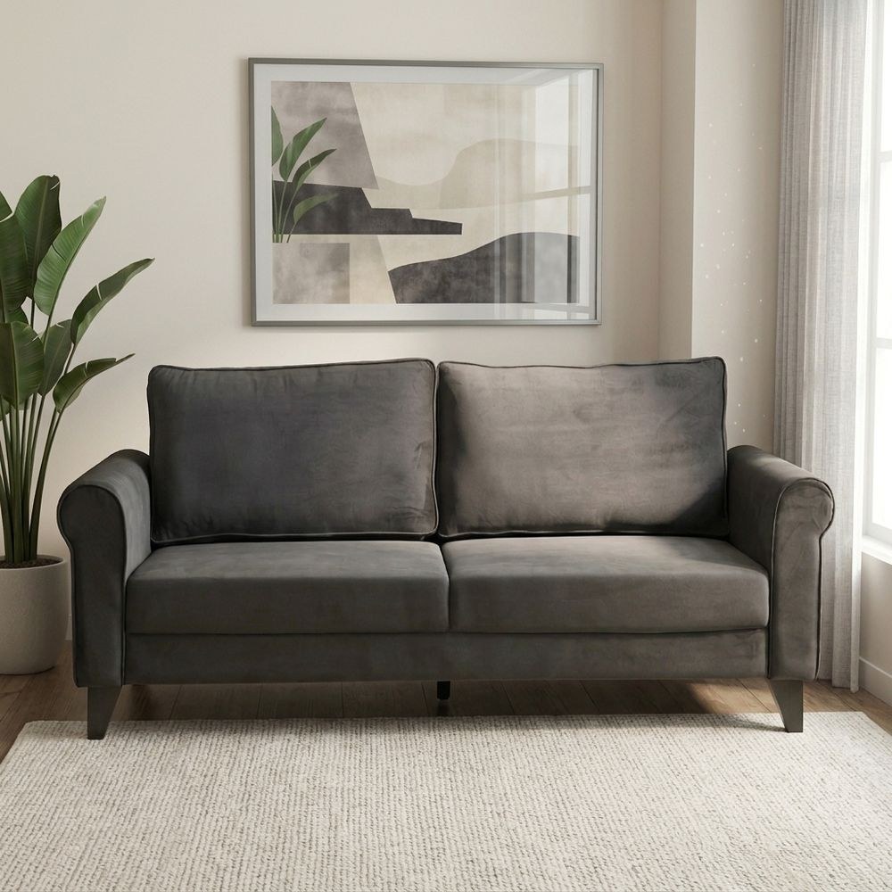 Rilon 3 Seater Fabric Sofa - Dark Grey - Image 2