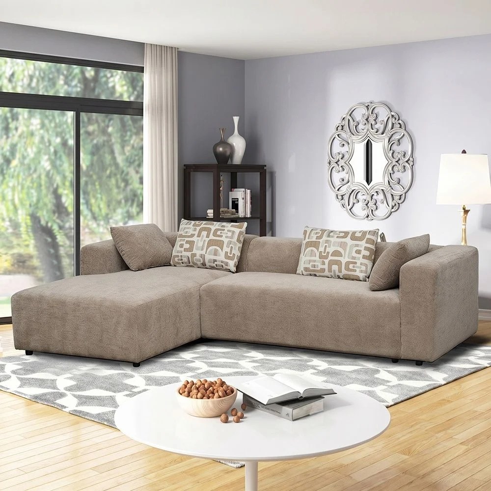 Velora Fabric Left Corner Sofa Bed - Brown