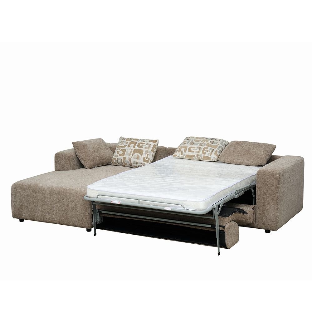 Velora Fabric Left Corner Sofa Bed - Brown - Image 4