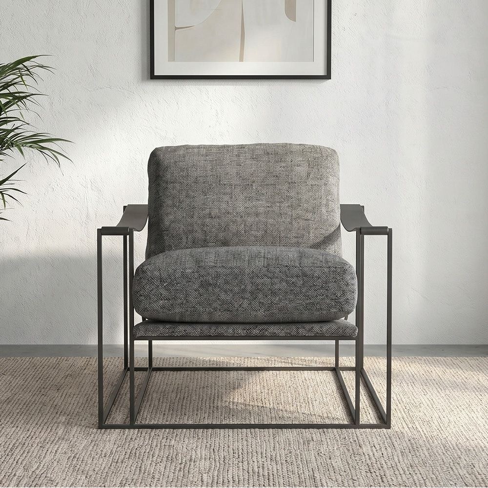 Kena 1-Seater Fabric Accent Chair - Dark Grey/Black - With 2-Year Warranty - Image 2
