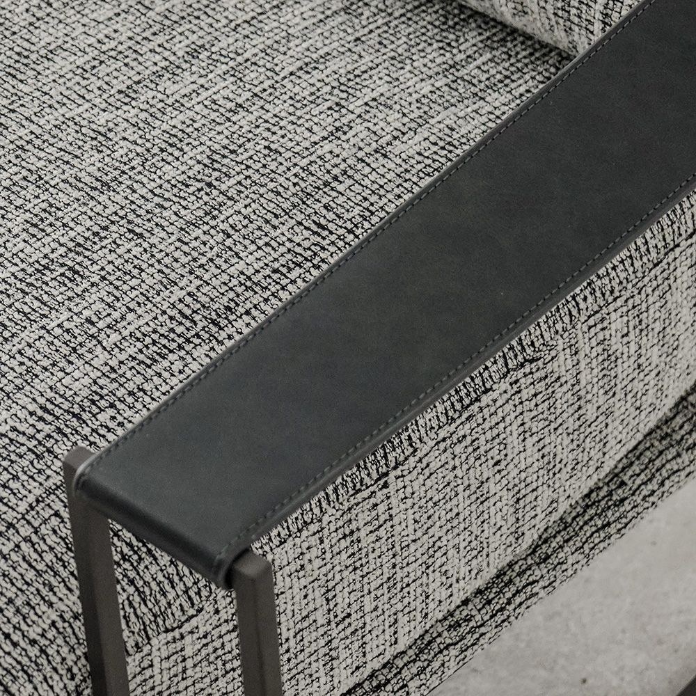 Kena 1 Seater Fabric Accent Chair - Light Grey/Black - Image 5