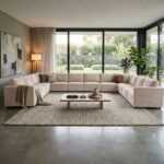 Benjo 12 Seater C Shape Fabric Modular Sofa Set + Ottoman- Champange