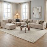 Benjo 8 Seater Fabric Modular Sofa Set + Ottoman- Champange