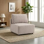 Benjo 12 Seater C Shape Fabric Modular Sofa Set + Ottoman- Champange