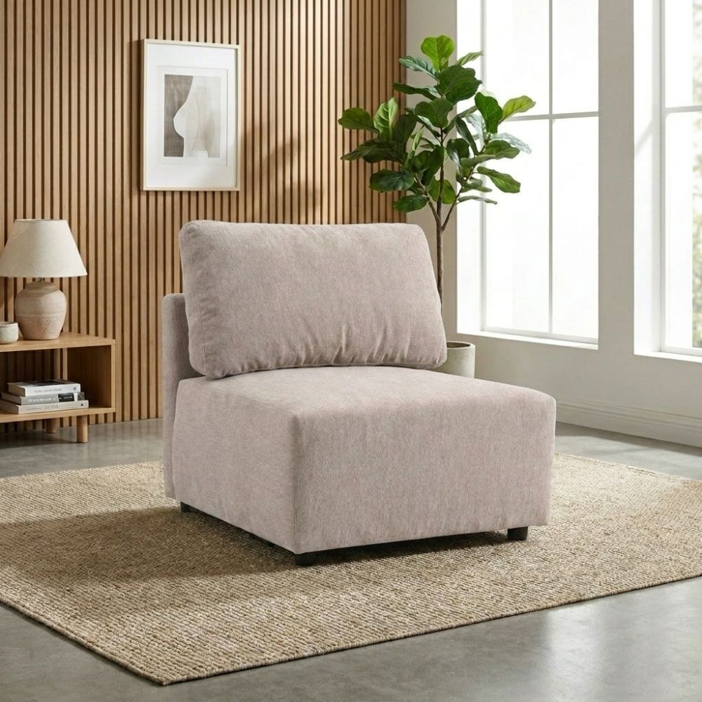 Benjo 9 Seater Fabric Modular Sofa Set + Ottoman- Champange - Image 3