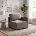 Benjo 8 Seater Fabric Modular Sofa Set + Ottoman- Brown