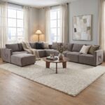Benjo 8 Seater Fabric Modular Sofa Set + Ottoman- Brown