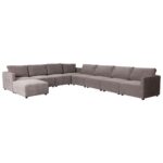Benjo 8 Seater Fabric Modular Sofa Set + Ottoman- Brown