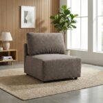 Benjo 11 Seater C Shape Fabric Modular Sofa Set + Ottoman- Brown