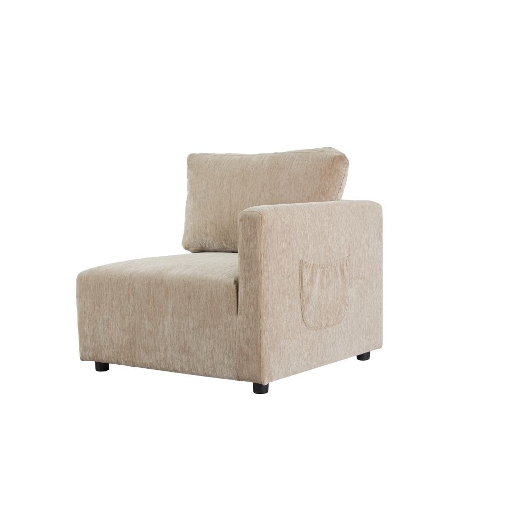 Benjo 1 Seater Right Arm Fabric Modular Sofa - Champagne - With 2-Year Warranty - Image 3