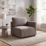 Benjo 1 Seater Right Arm Fabric Modular Sofa - Brown