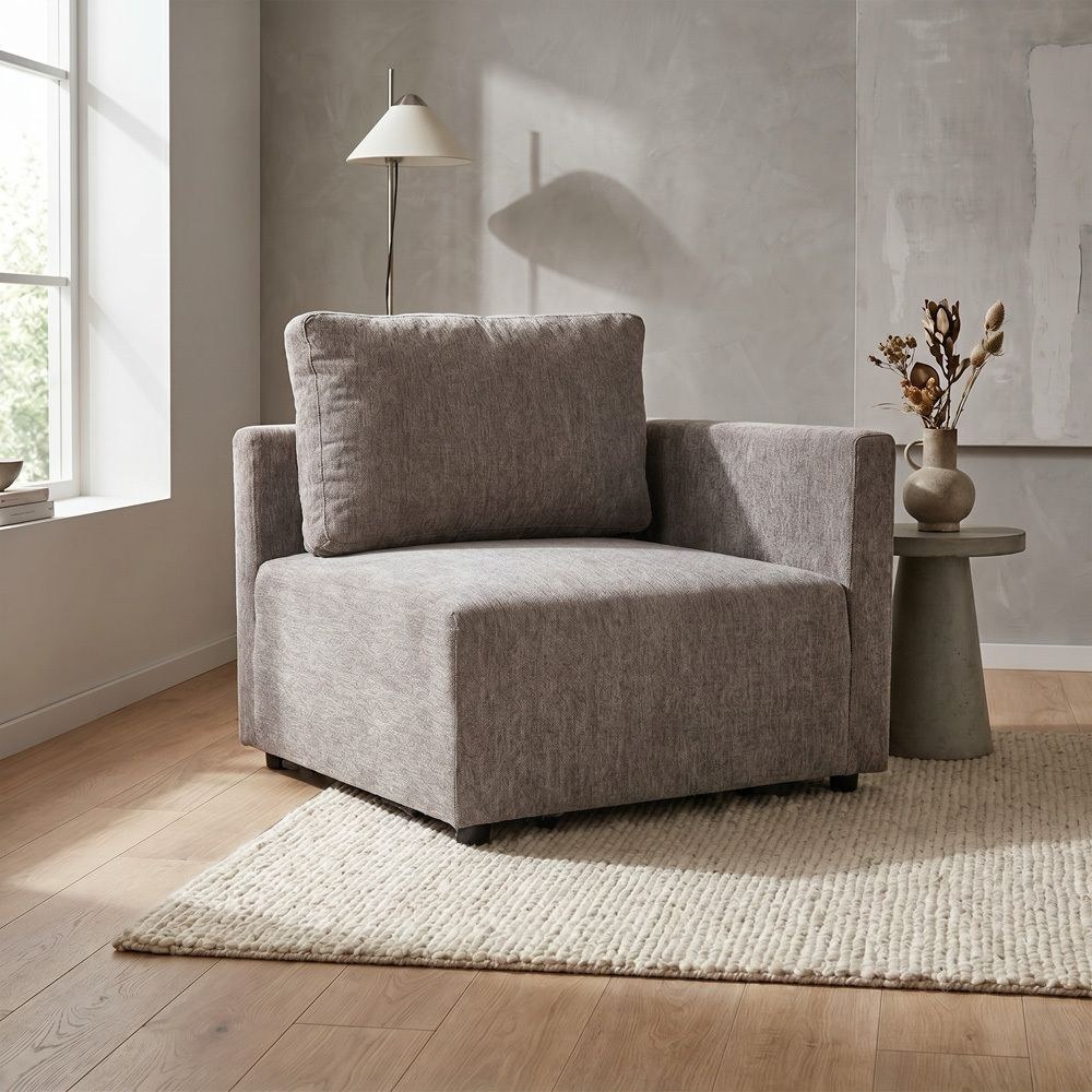 Benjo Corner Wedge Fabric Modular Sofa - Brown
